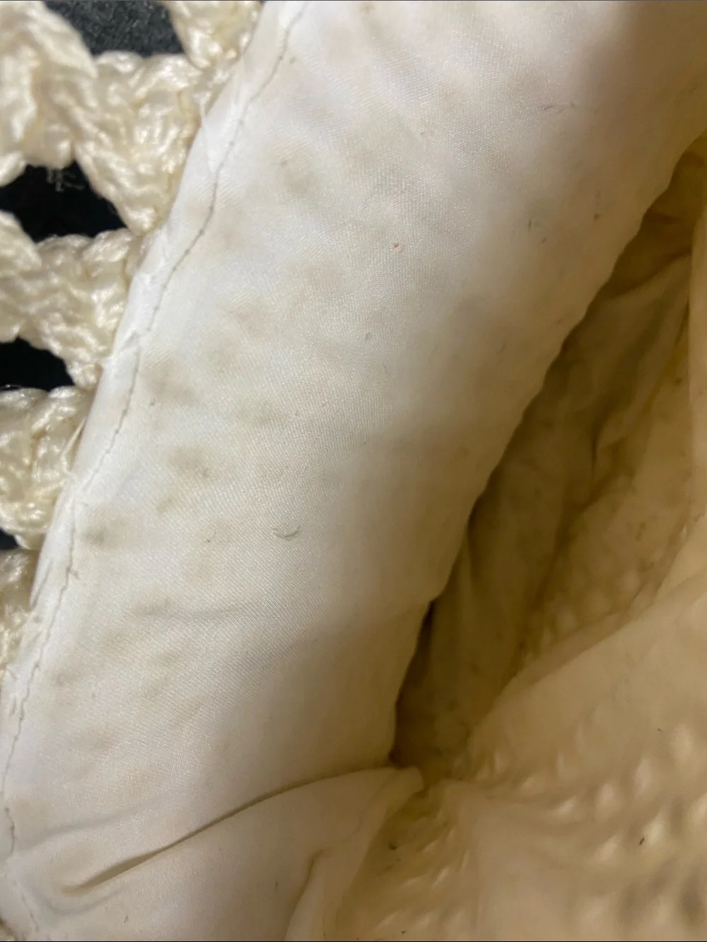 Handmade Cream Crochet Tote Bag with White Handles